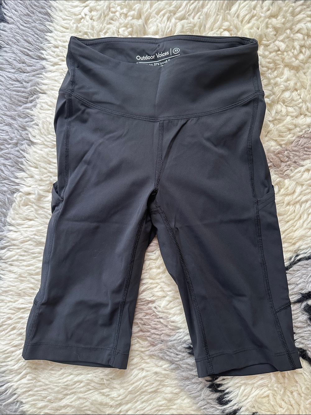 Outdoor Voices Black High-Rise Bike Shorts with Side Pockets XS